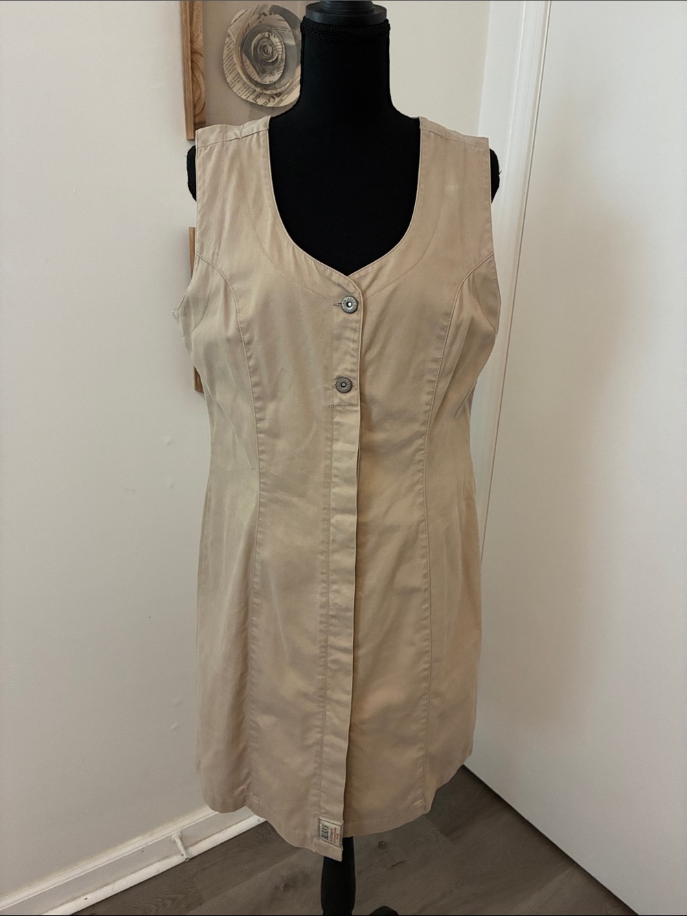 Vintage Bill Blass Jeans Khaki Chino Button Front Dress Size Medium 90s